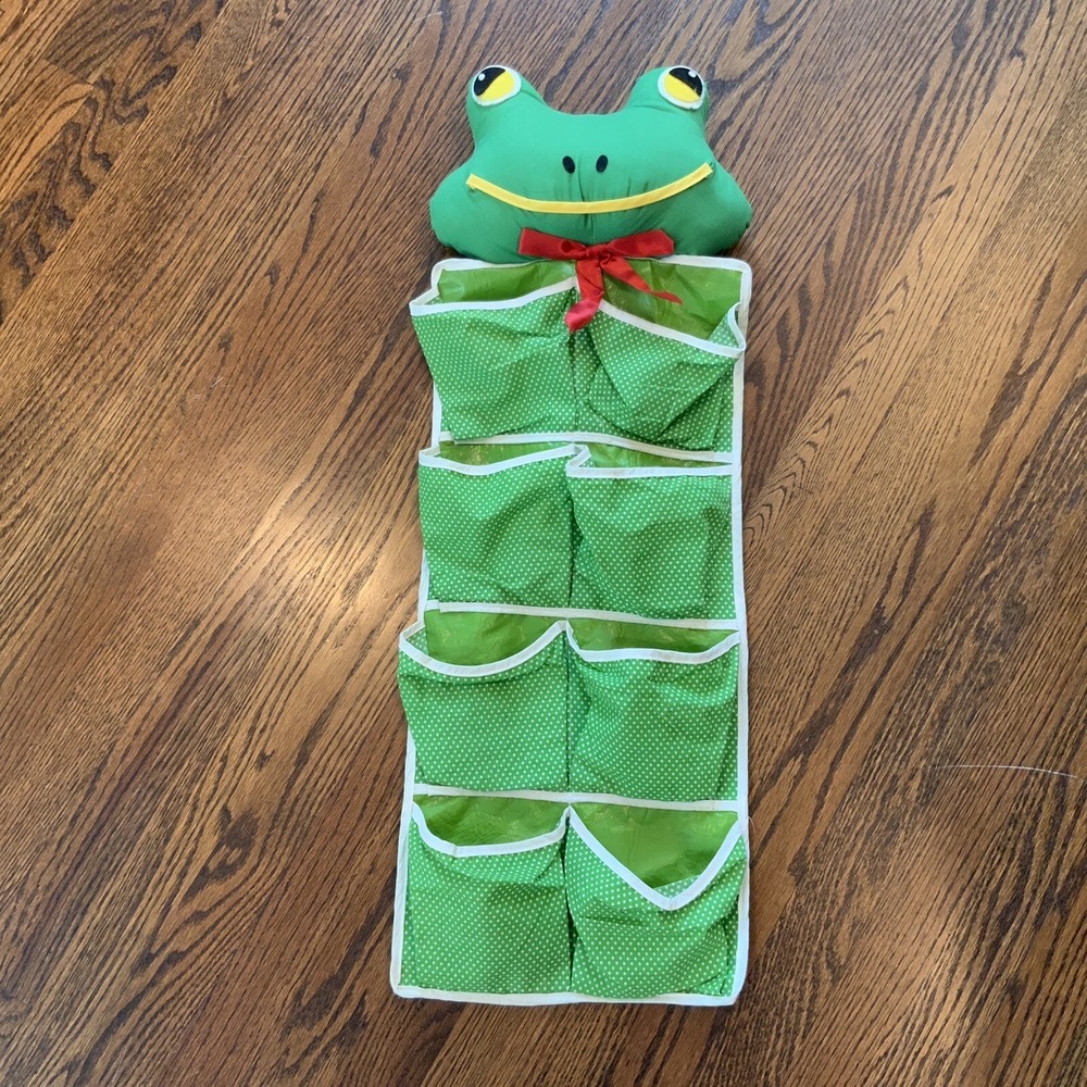 Vintage Nursery Fabric Hanging Storage Organizer Pockets Frog Kitsch